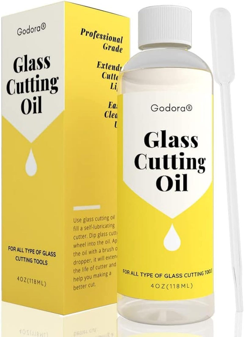 Godora Glass Cutting Oil, Suitable for All Glass Cutting Tools, 4 Ounces Glass Cutter Oil is Used for Cutting Glass, Stained Glass, Glass Bottles, Tiles and Mirrors - Image 1